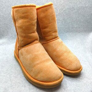 UGG Classic Short Orange Suede Leather Sheepskin Lining Boots 5825 Womens Size 7